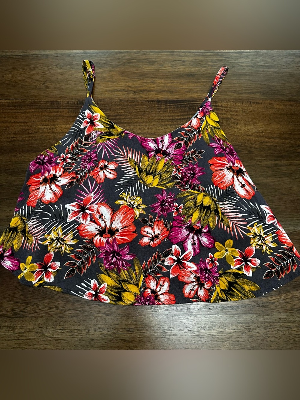 Floral Spaghetti Strap Crop Top - Multicolor